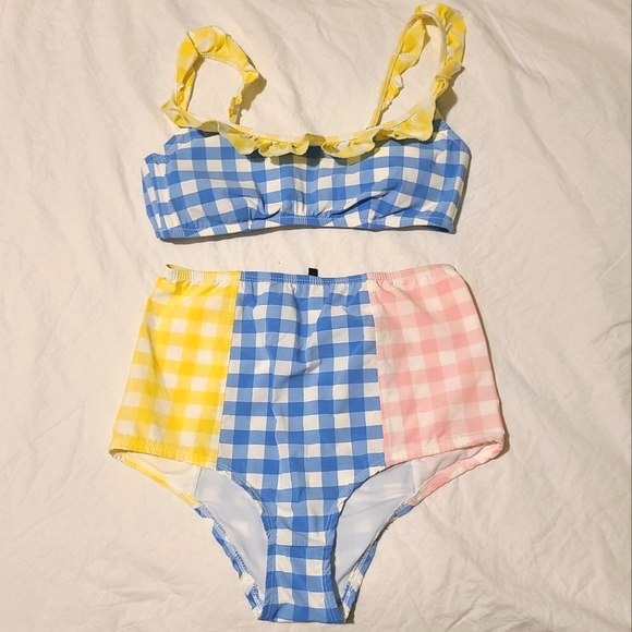 j crew • gingham ruffle bikini - Picture 2 of 12